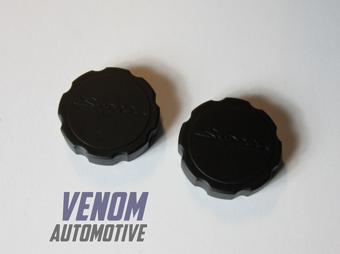 JZA80 Supra Billet Brake Cap & Power Steering Reservoir Cap Covers